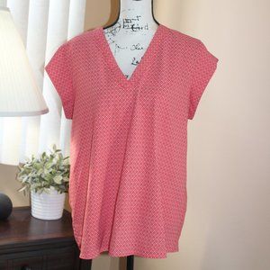Women's XL Red and White Blouse / Short Sleeve Top